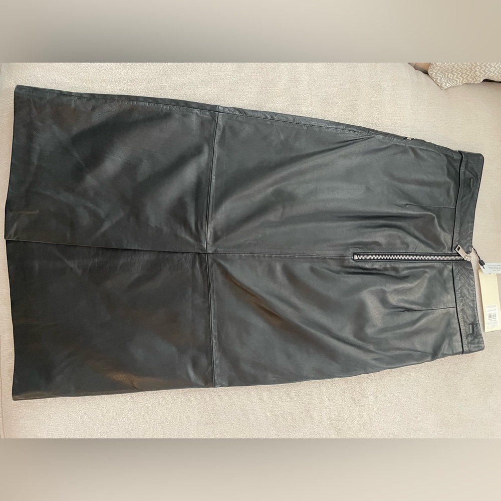 NWT Topshop Black Genuine Leather Skirt Sz 4 - Picture 11 of 15